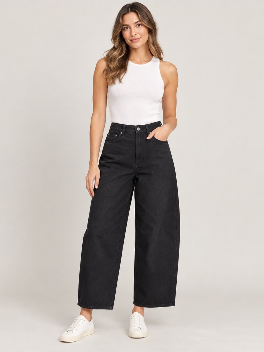 Sgirl NWT Black Wide Leg Jeans Size M 38 Adjustable Snap Cinch Waist